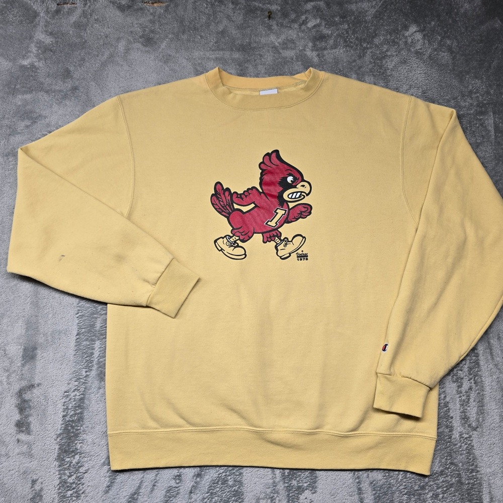 Champion Iowa State Cyclones Sweatshirt Womens LG Yellow Vintage 1978 Mascot